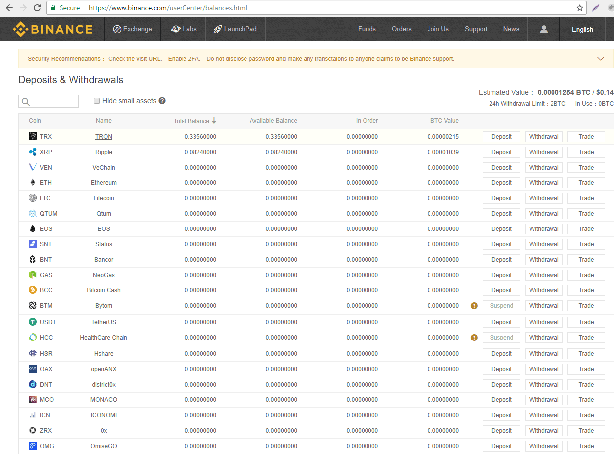 binance account balance