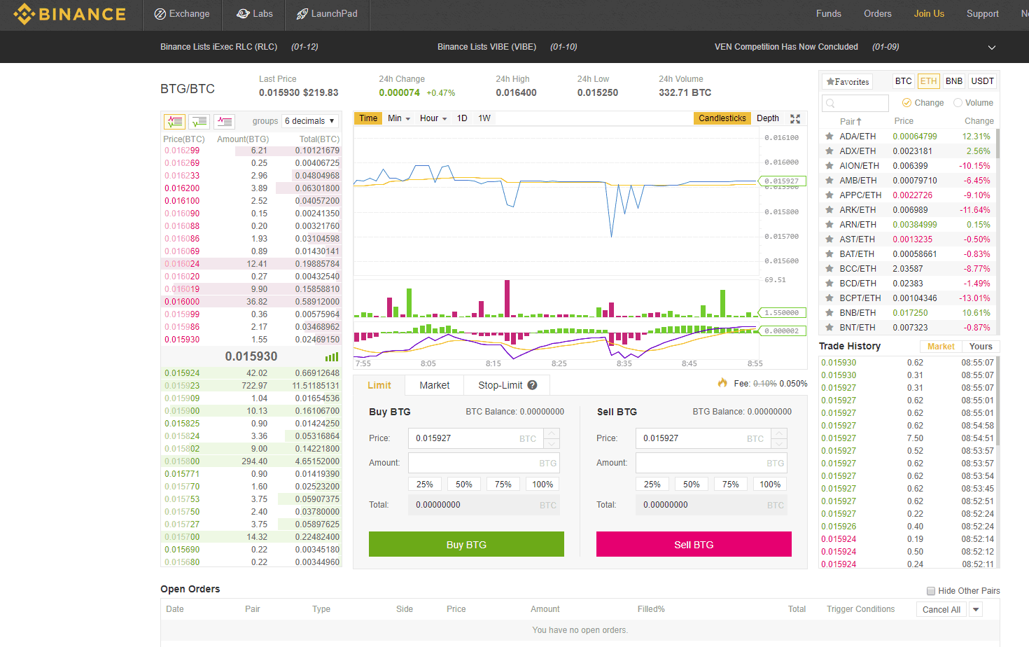 binance exchange website